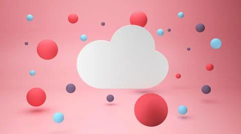 Cute clouds on pink background 3d render Stock Illustration