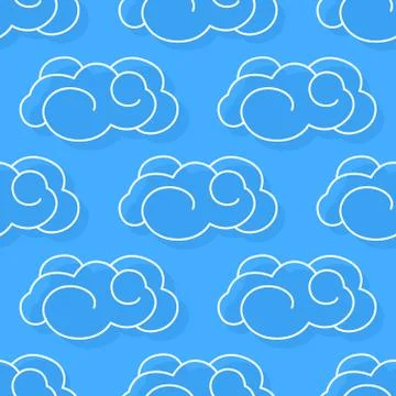 Cute Clouds Seamless Pattern, Design Element Can Be Used for Textile, Wallpaper Stock Illustration