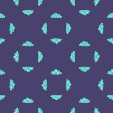 Cute clouds seamless pattern. Stylized children ornament. Stock Illustration