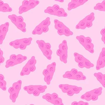 Cute clouds seamless pattern. Stylized children ornament. Stock Illustration