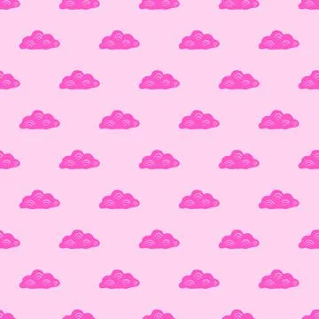 Cute clouds seamless pattern. Stylized children ornament. Stock Illustration
