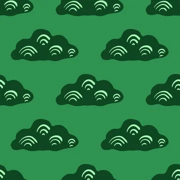 Cute clouds seamless pattern. Stylized children ornament. Stock Illustration