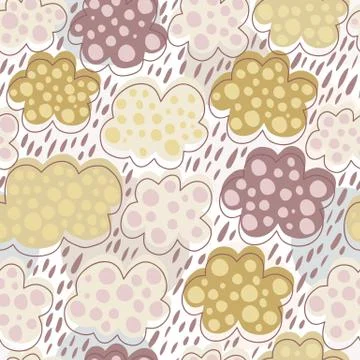 Cute clouds seamless pattern. Weather background. Rain backdrop. Stock Illustration
