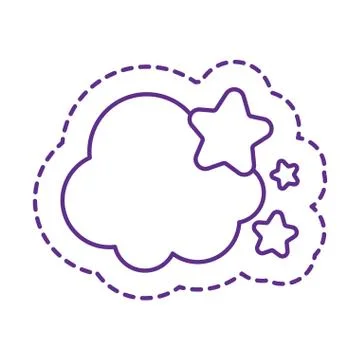 Cute clouds with stars patch line style icon vector design 스톡 일러스트
