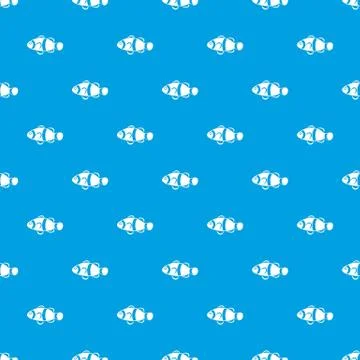 Cute clown fish pattern seamless blue 스톡 일러스트