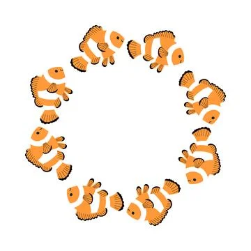 Cute Clownfish Round Frame Vector Illustration Stock-Illustration