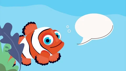 Cute clownfish underwater with speech bubble animation, vibrant aquatic lif.. Stock Footage 339073210