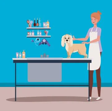 Cute cocker spaniel dog pet character Stock Illustration