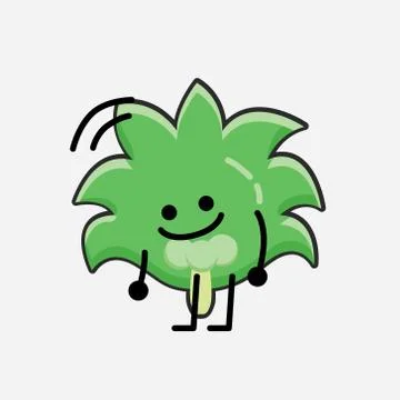 Cute Coconut Tree Mascot Vector Character in Flat Design Style Stock Illustration