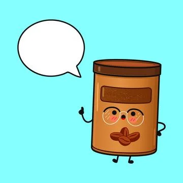 Cute coffee container character with a speech bubble Иллюстрация