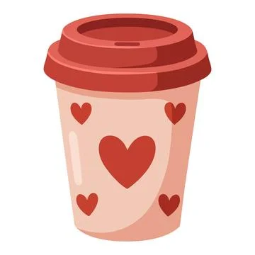 Cute Coffee Cup with Heart Pattern Illustration Stock Illustration
