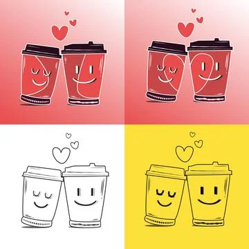Cute coffee cup with a smiley face Stock Illustration
