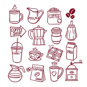Cute coffee icons 库存插图