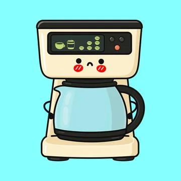 Cute coffee maker character feeling grumpy Stock Illustration