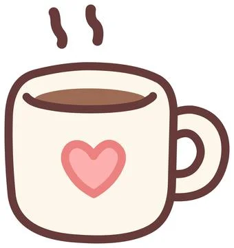 Cute Coffee Mug with Heart 스톡 일러스트