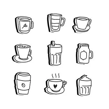 Cute coffee sticker set Stock Photos