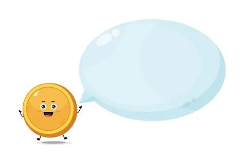 Cute coin character with bubble speech Stock Illustration