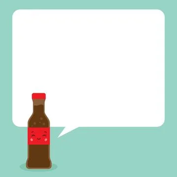 Cute Cola Bottle with Speech Bubbles Stock Illustration