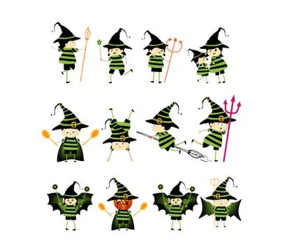 Cute collection of little devils Illustrazione stock