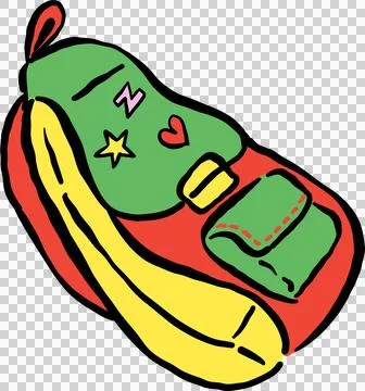 Cute Coloful School Backpack Cartoon Hand Drawn Illustration