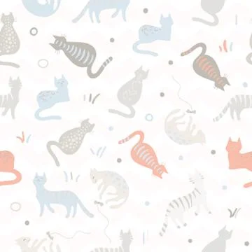 Cute color cats pattern. Vector illustration Stock Illustration