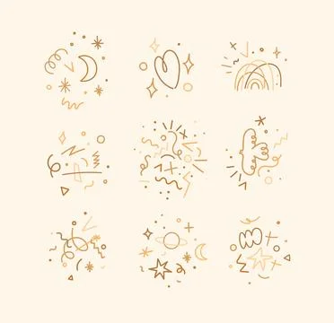 Cute color linear composition beige Stock Illustration