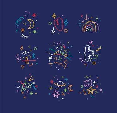 Cute color linear composition blue Stock Illustration