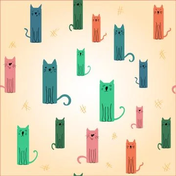 Cute colored cat. Vector illustration. Stock Illustration