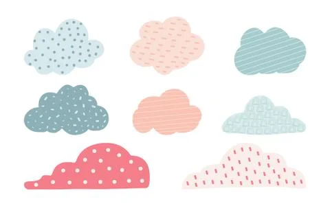 Cute colored doodle cloud spot dot kids set vector Stock Illustration