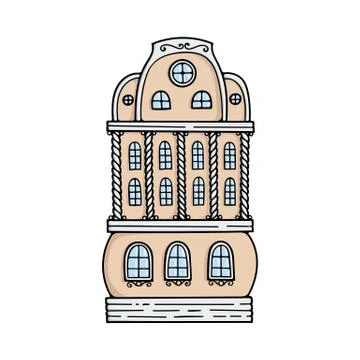 Cute colored doodle house Stock Illustration