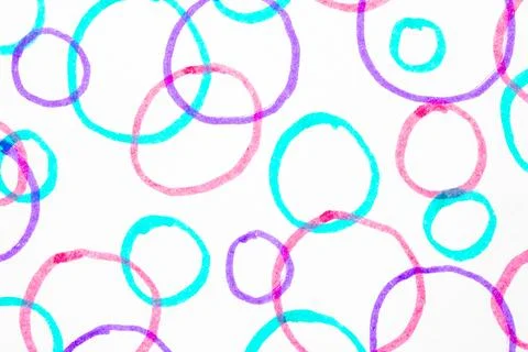 Cute Colored Hand Drawn Bubbles Circles in Felt Pen Simple Background on Whit Stock Photos