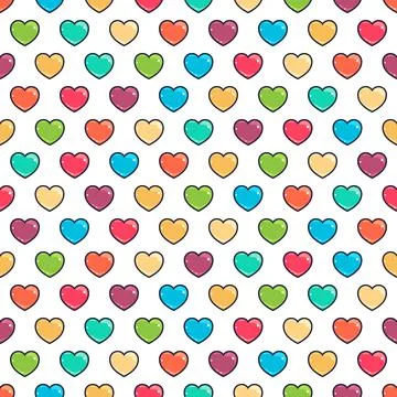 Cute colored hearts Stock Illustration