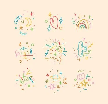 Cute colored linear composition beige Stock Illustration