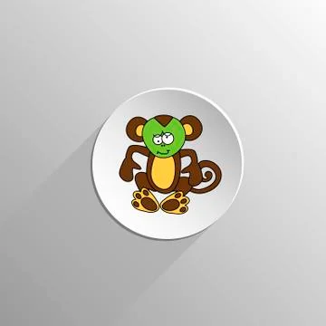 Cute colored monkey icon Stock Illustration