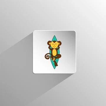 Cute colored monkey icon Stock Illustration