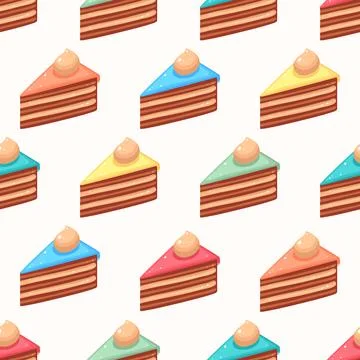 Cute colored slices of cake Stock Illustration