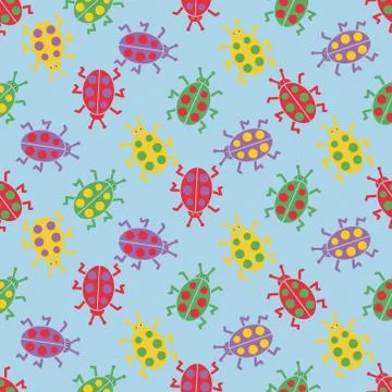 Cute colorful bugs Stock Illustration