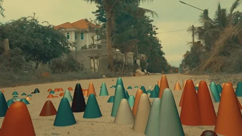 Cute Colorful Bumps Randomly Appearing Walk through Stock Footage 276087806