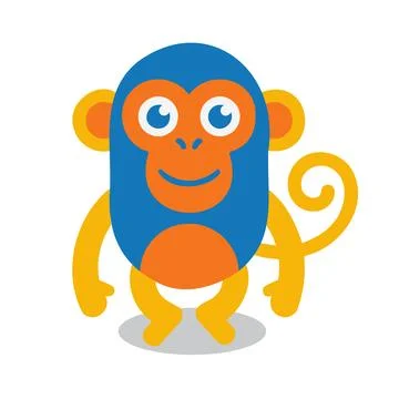 Cute colorful monkey vector illustration in flat design style isolated on w.. 스톡 일러스트