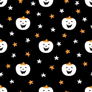 Cute colorful pattern with pumpkin and stars. Vector illustration great for Stock Illustration