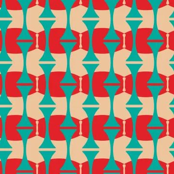 Cute colorful seamless pattern with blue and red shapes Stock Illustration