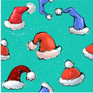 Cute colorful Seamless pattern of Santa s hats vector illustration Stock Illustration