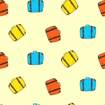 Cute colorful seamless suitcases pattern Stock Illustration