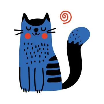 Cute comic cat character. Cartoon funny kitten with funny emotion for kids Stock Illustration