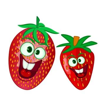 Cute comic strawberry isolated on white background. Stock Illustration