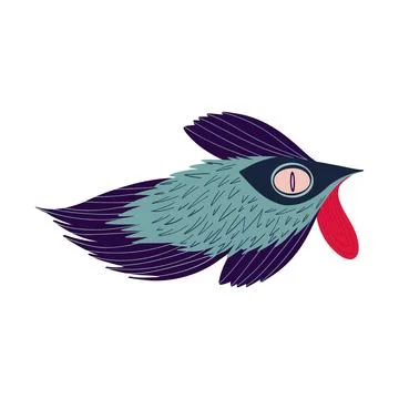 Cute comical bird-fish with long wings. Illustration in doodle style 스톡 일러스트