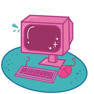 Cute computer icon in cartoon style. Stock Illustration