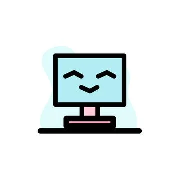 Cute Computer PC Smile Icon Vector Illustration Design Stock Illustration