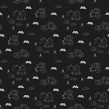 Cute construction site Seamless Pattern, Cartoon building area background, .. 스톡 일러스트