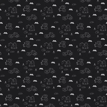 Cute construction site Seamless Pattern, Cartoon building area background, .. 스톡 일러스트